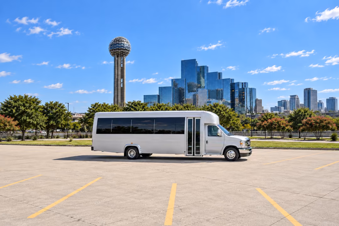 Dallas 18 passenger party bus rental exterior