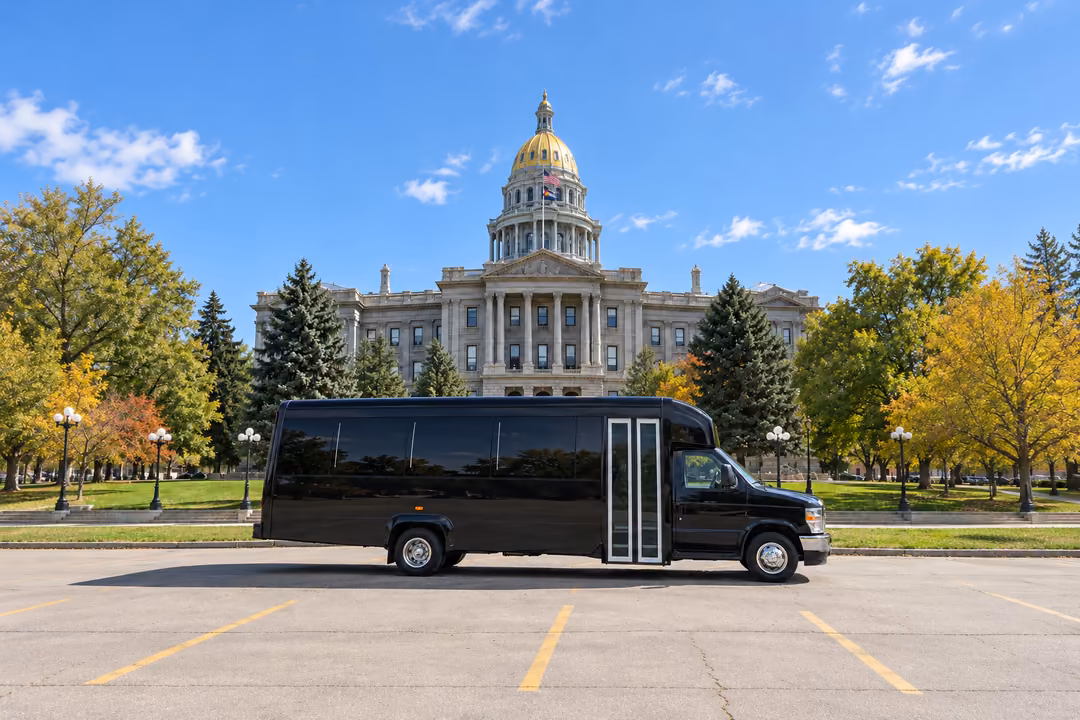 Denver 20 passenger party bus rental exterior