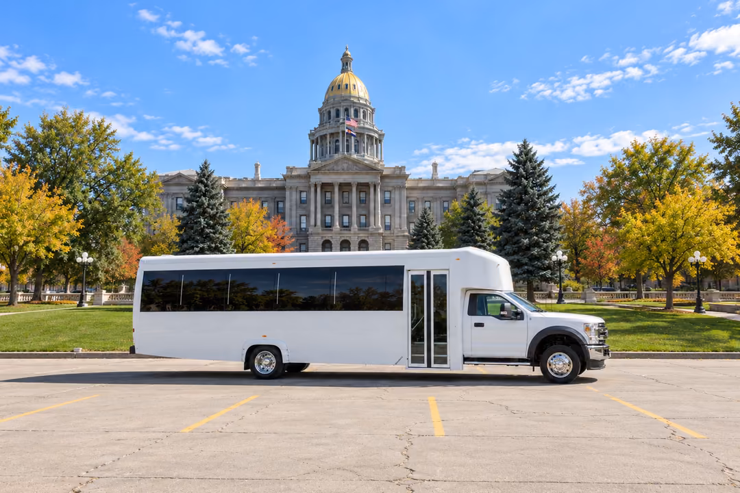 Denver 30 passenger party bus rental exterior