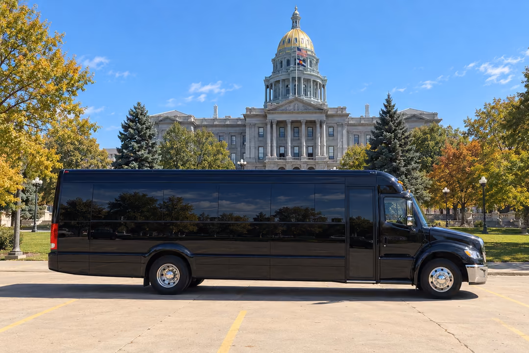 Denver 40 passenger party bus rental exterior