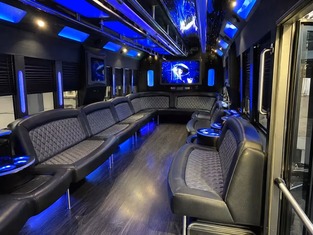 Detroit 10-20 passenger party bus interior