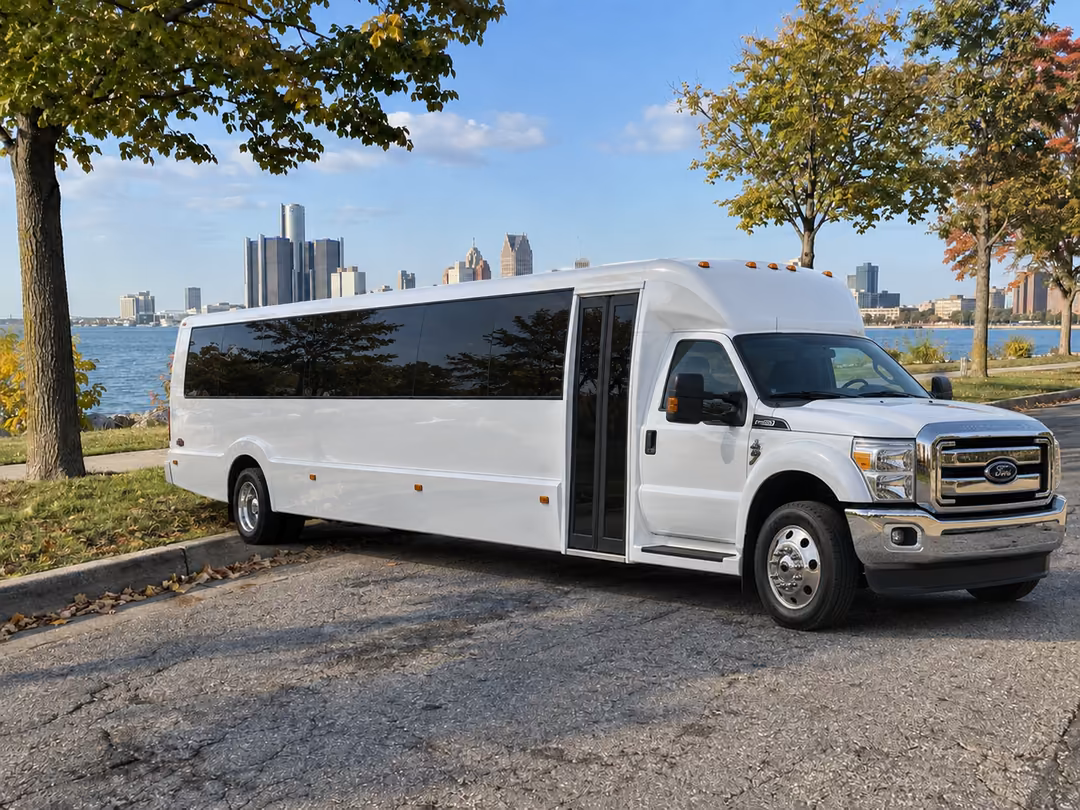 Detroit 20-30 passenger party bus rental exterior