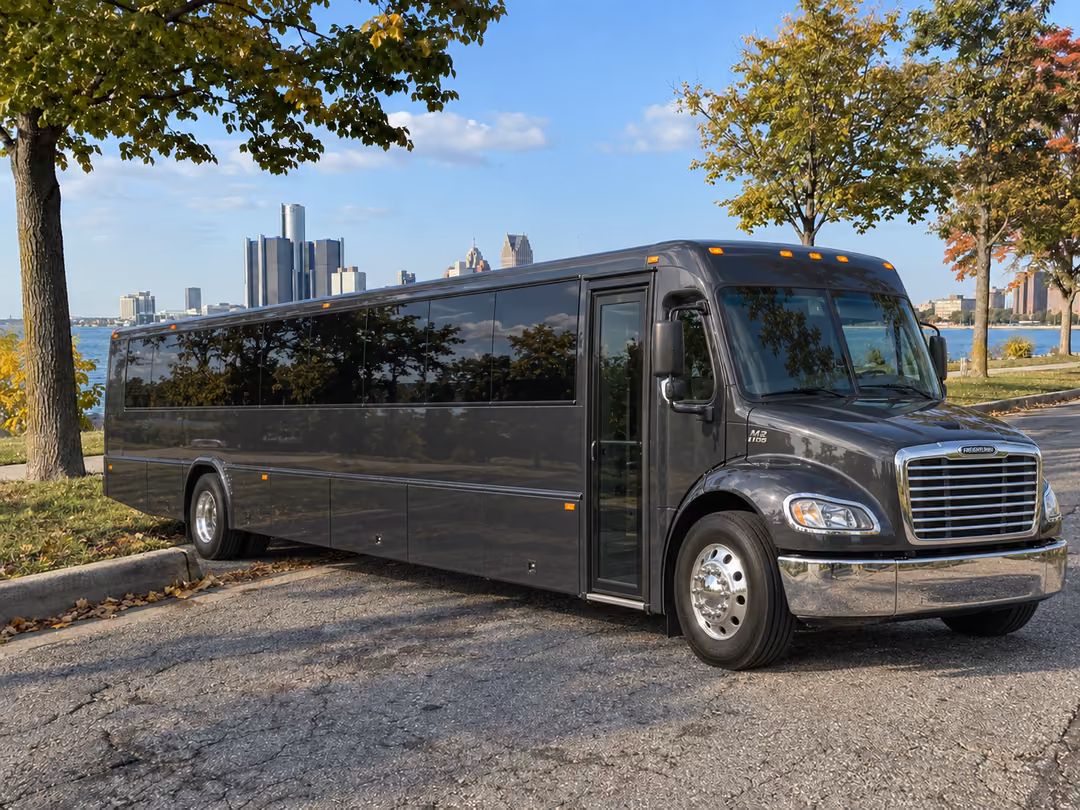 Detroit 40-50 passenger party bus rental exterior