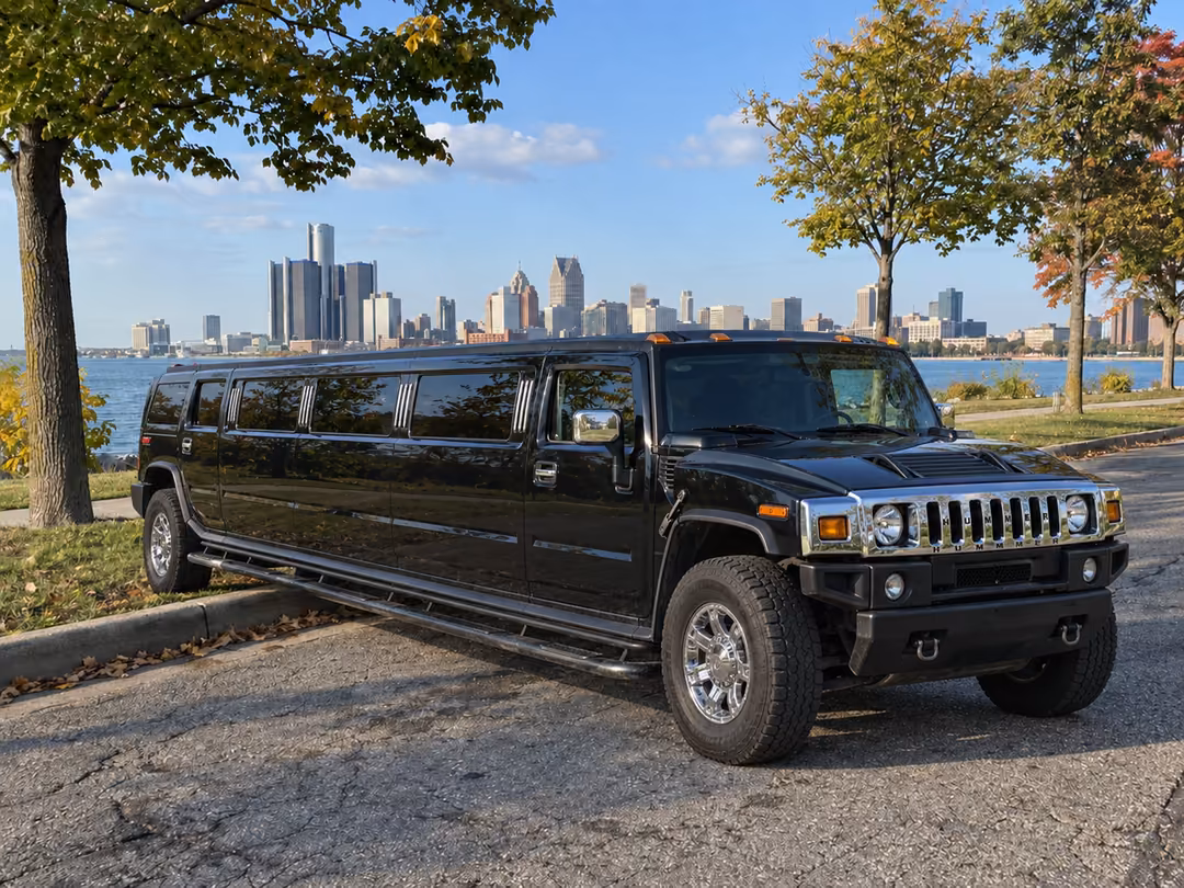 Detroit Hummer limo rental exterior
