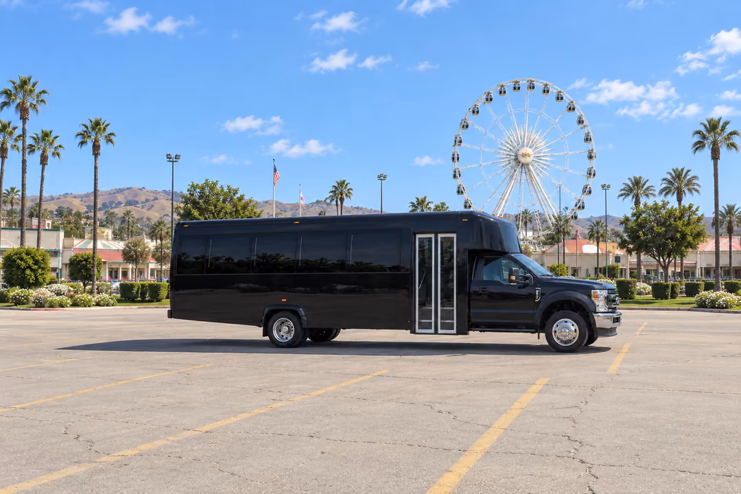 Diamond Bar 28 passenger party bus rental exterior