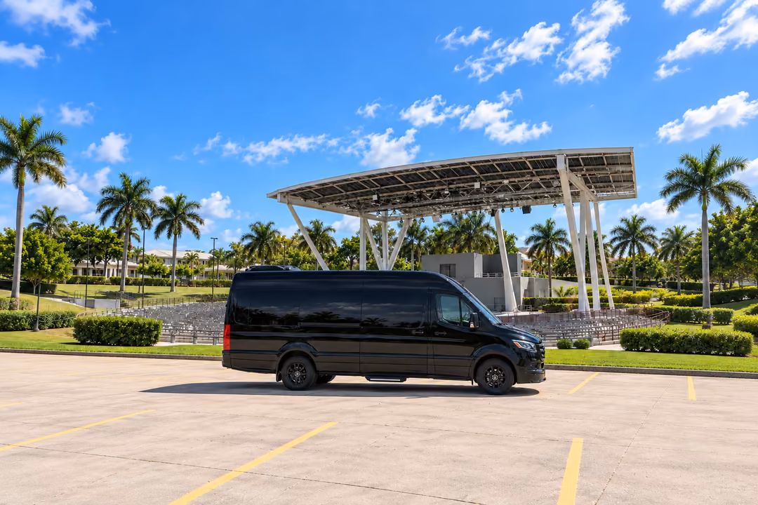 Doral 14 passenger Sprinter limo rental exterior