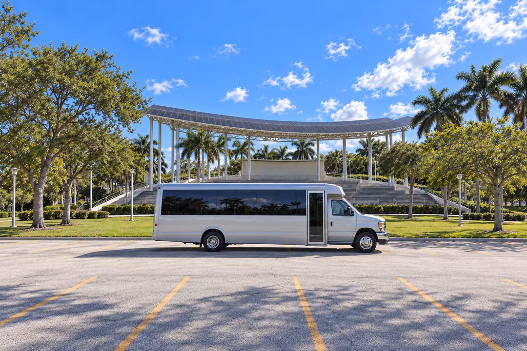 Doral 18 passenger party bus rental exterior