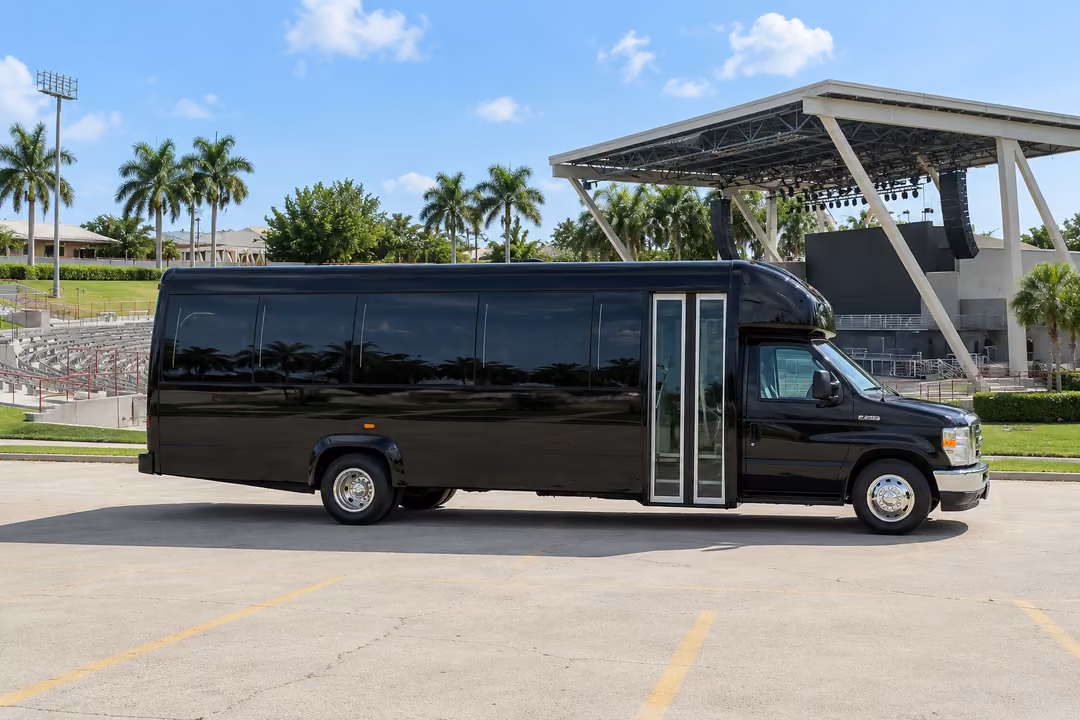 Doral 20 passenger party bus rental exterior