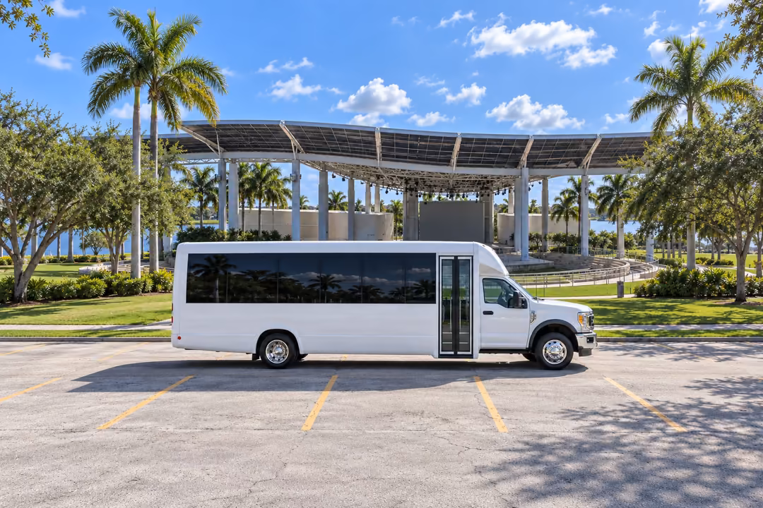 Doral 25 passenger party bus rental exterior