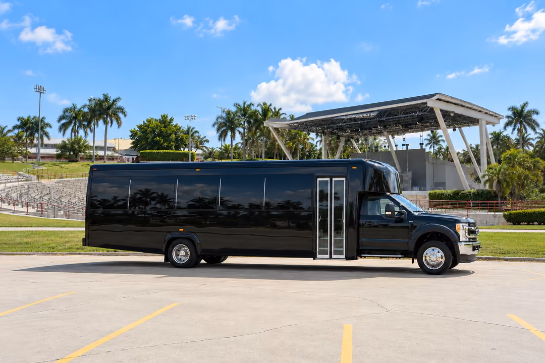 Doral 28 passenger party bus rental exterior