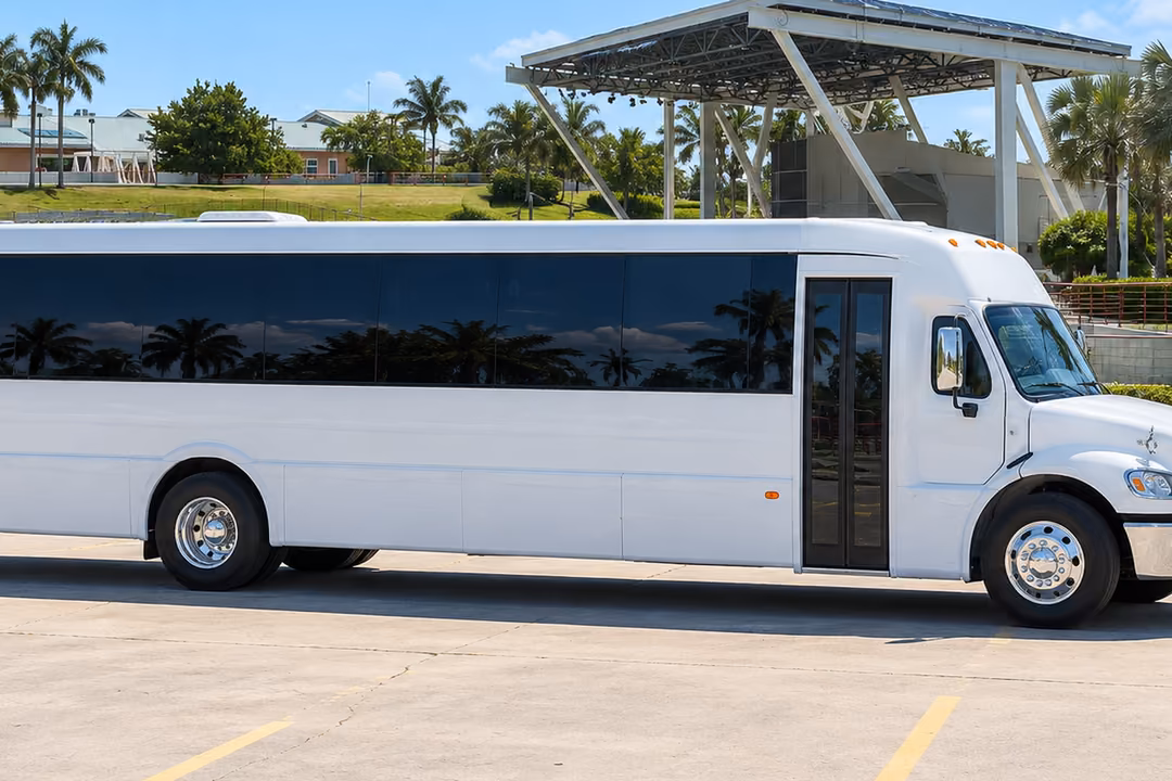 Doral 50 passenger party bus rental exterior