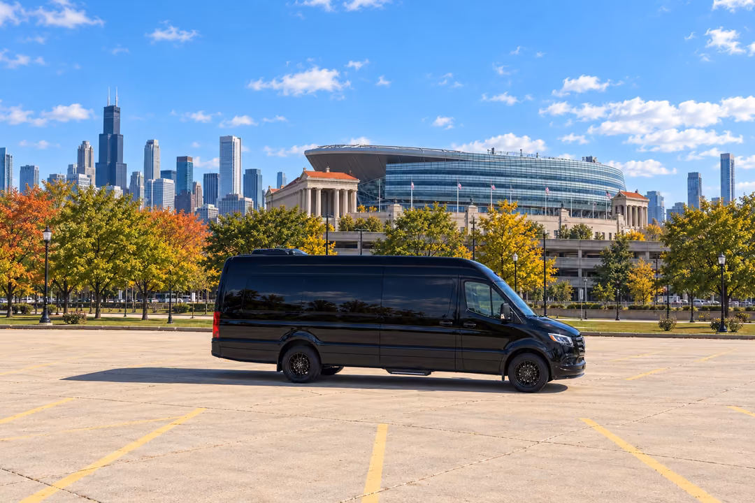 Downers Grove 14 passenger Sprinter limo rental exterior