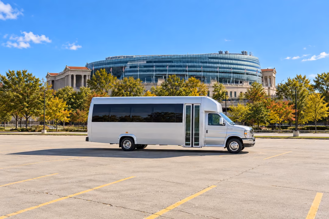 Downers Grove 18 passenger party bus rental exterior