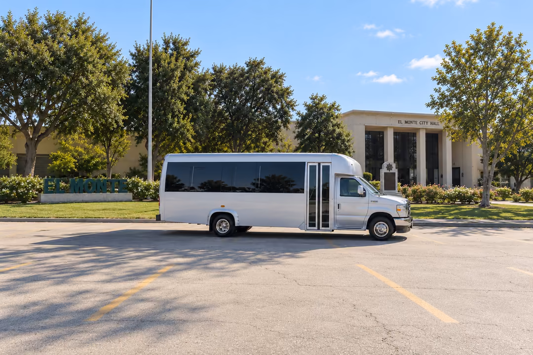El Monte 18 passenger party bus rental exterior