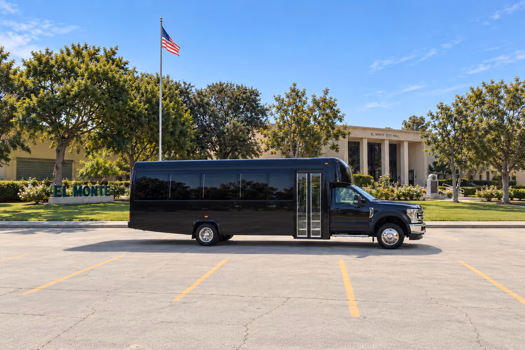 El Monte 28 passenger party bus rental exterior