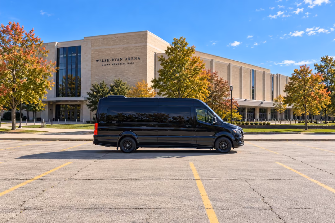 Evanston 14 passenger Sprinter limo rental exterior