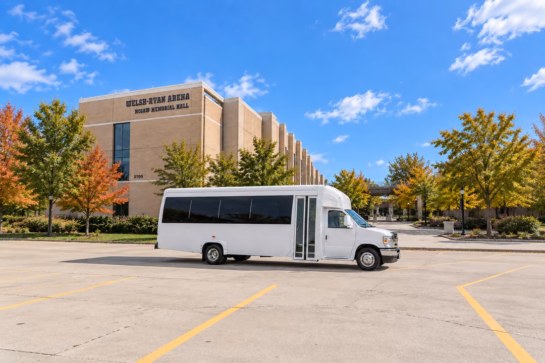 Evanston 15 passenger party bus rental exterior