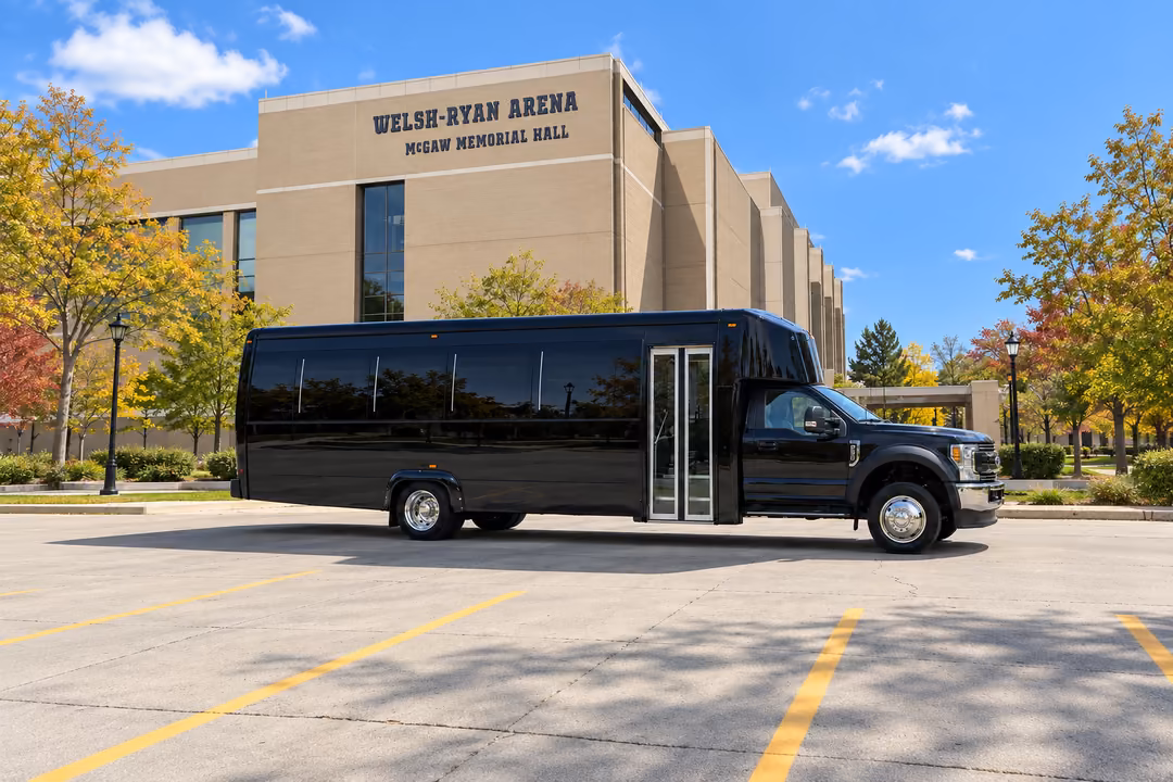 Evanston 28 passenger party bus rental exterior