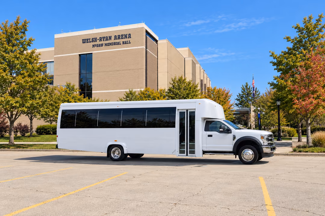 Evanston 30 passenger party bus rental exterior
