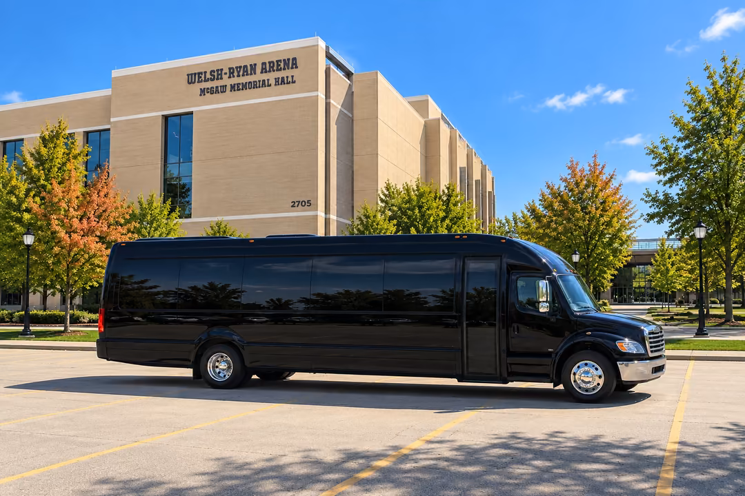 Evanston 40 passenger party bus rental exterior