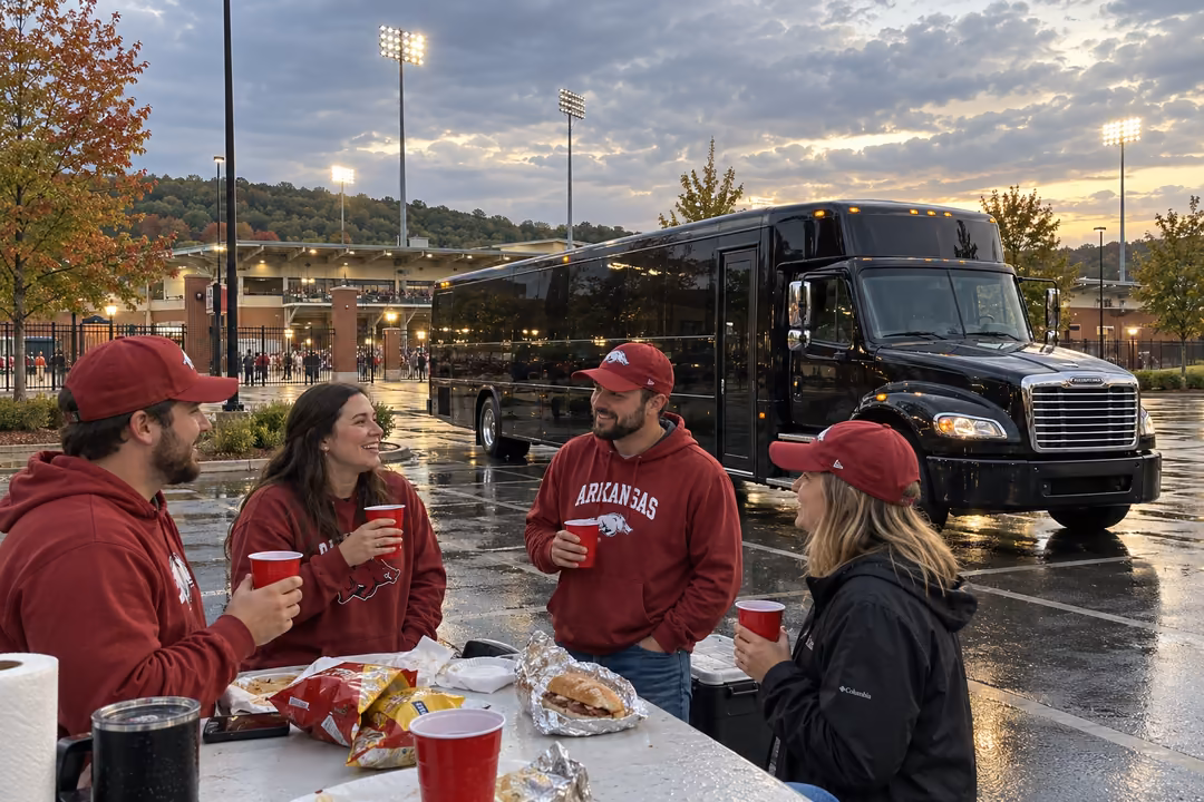 Fayetteville AR Razorback game day party bus and charter bus rentals