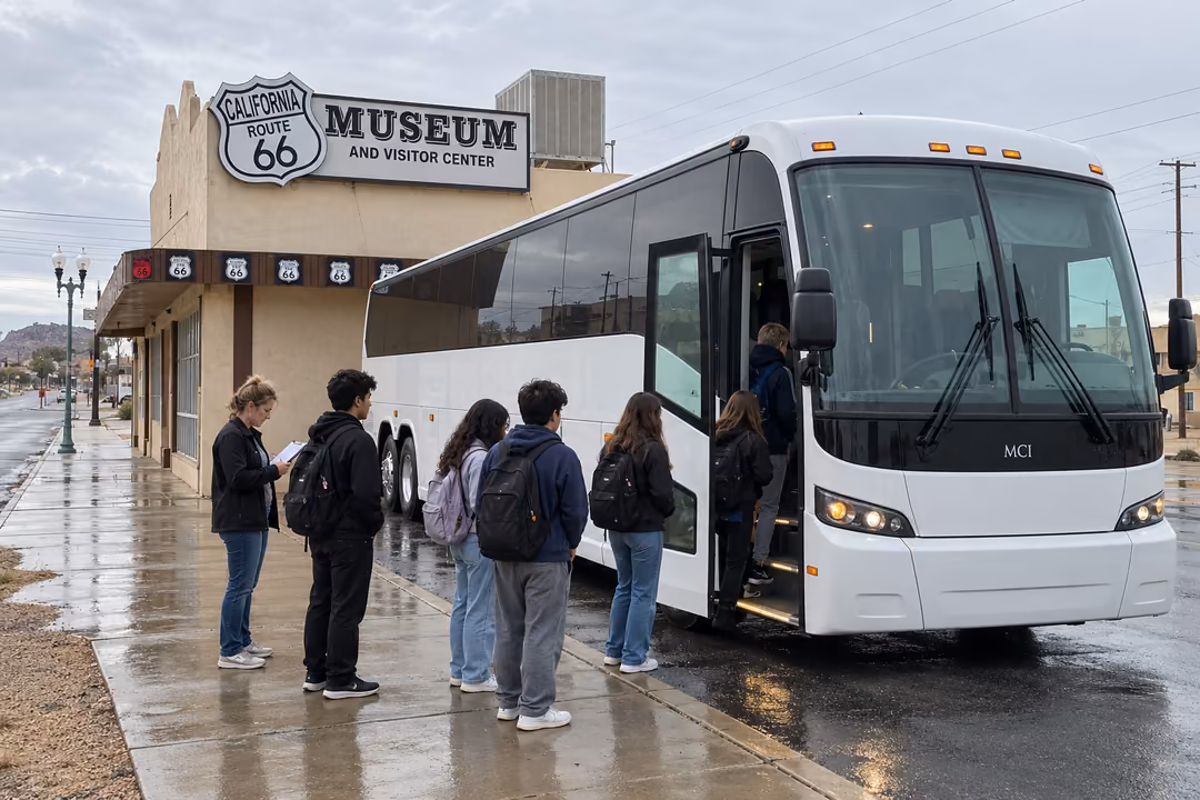 Field trip employee and airport shuttle buses in Victorville