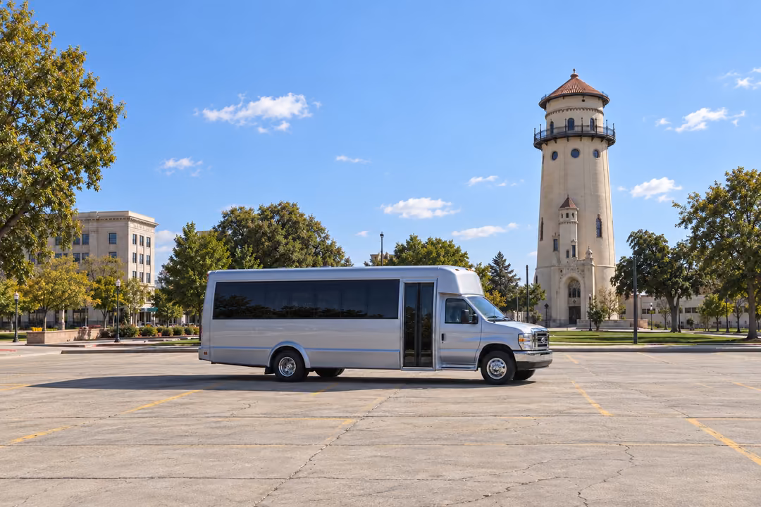 Fresno 18 passenger party bus rental exterior