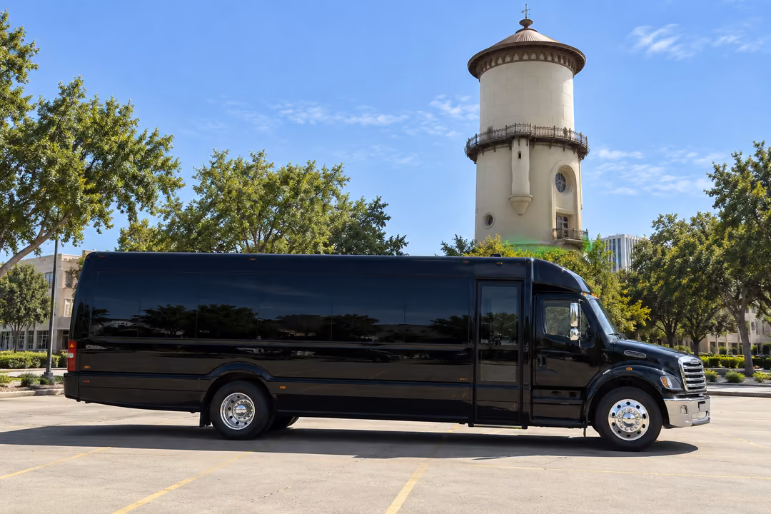 Fresno 40 passenger party bus rental exterior