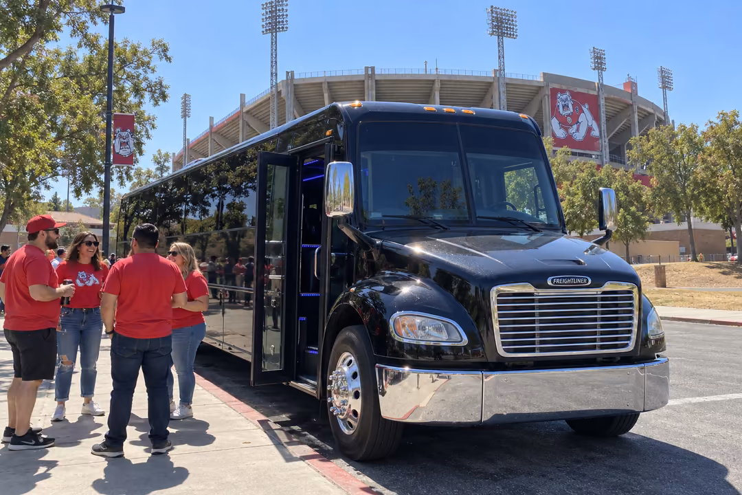 Fresno State football and sporting event party bus rentals