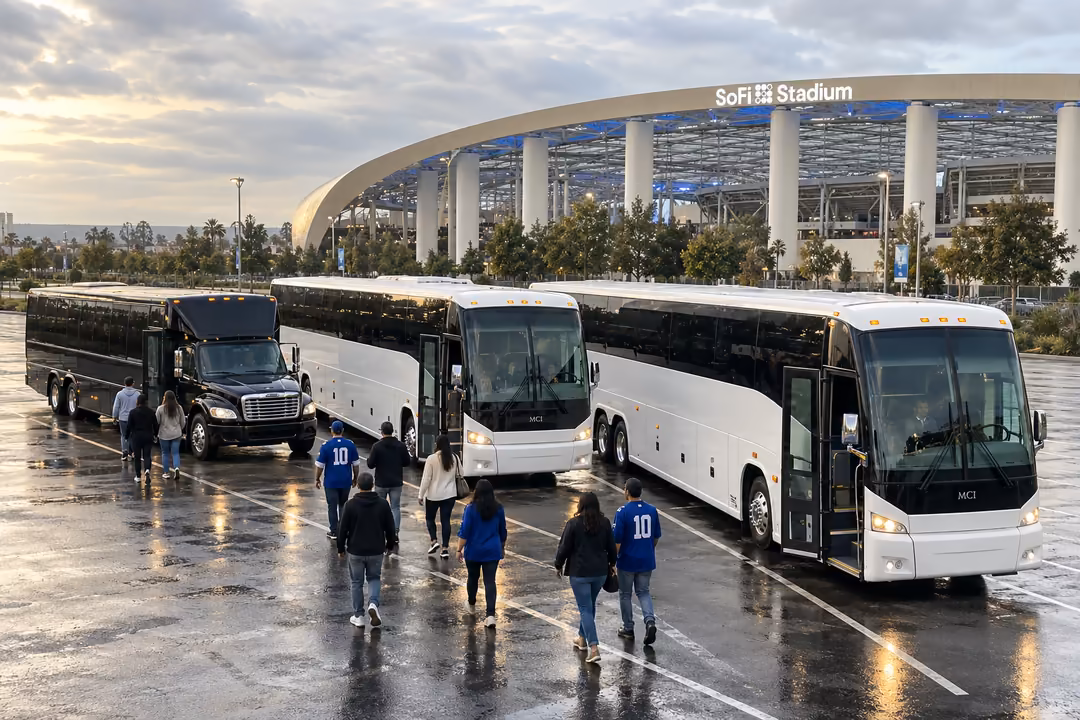 Game day party buses from South Gate to SoFi Stadium and beyond