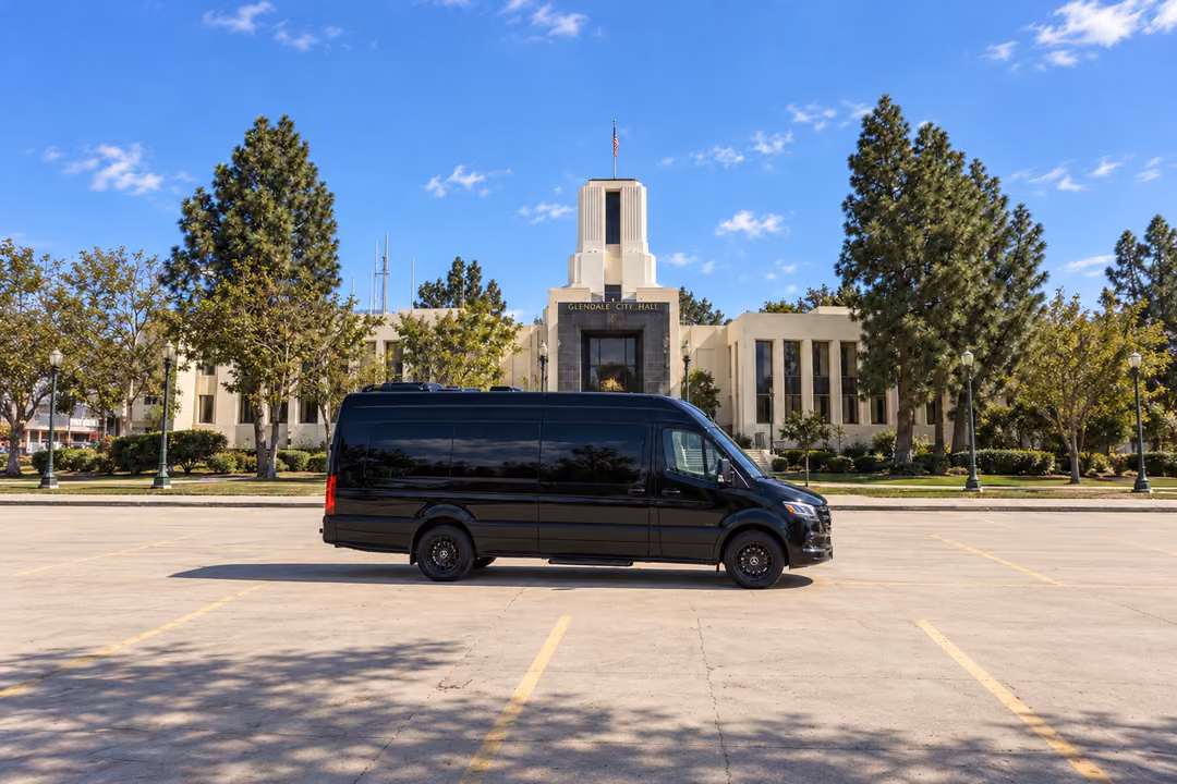 Glendale CA 14 passenger Sprinter limo rental exterior