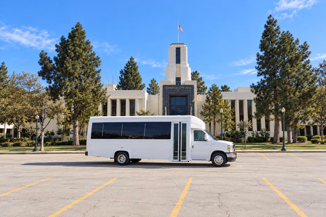 Glendale CA 15 passenger party bus rental exterior