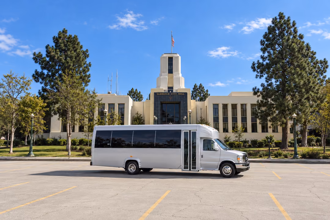 Glendale CA 18 passenger party bus rental exterior