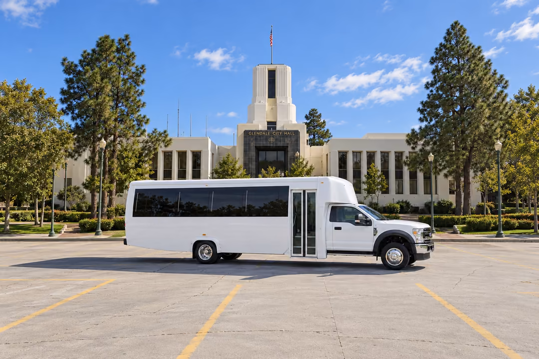 Glendale CA 25 passenger party bus rental exterior