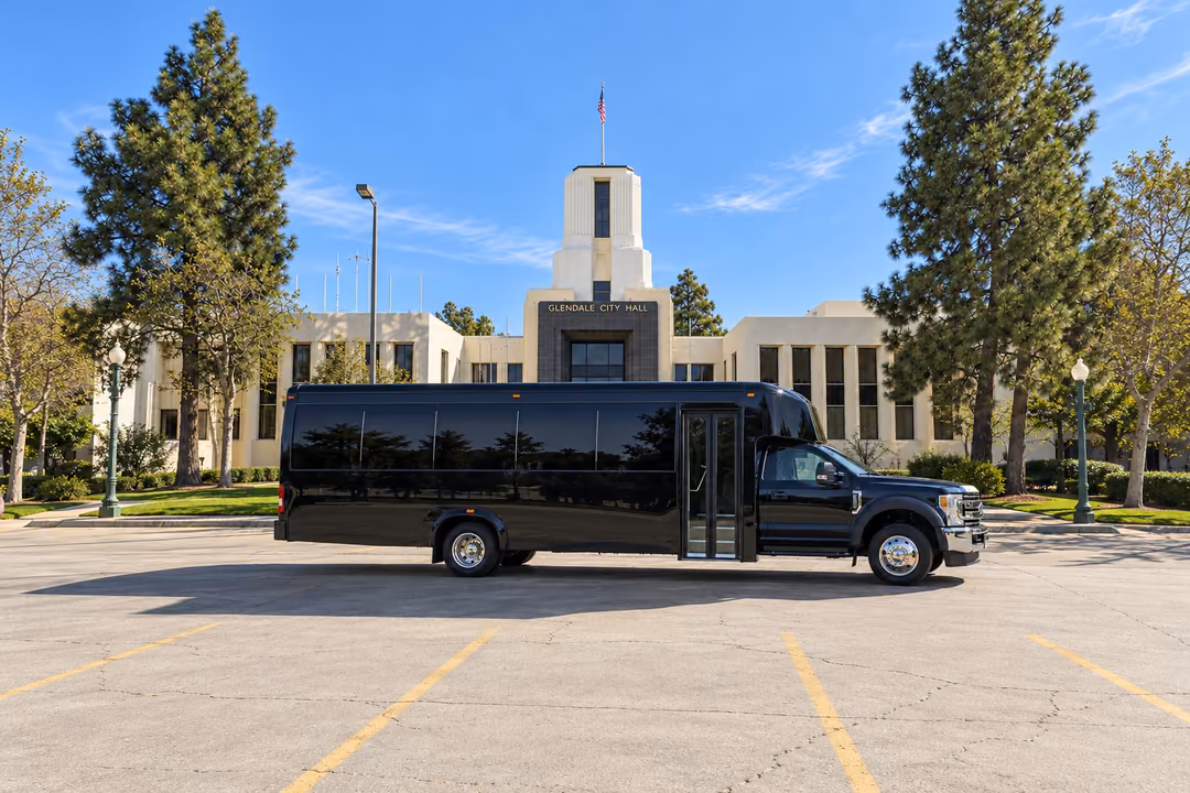 Glendale CA 28 passenger party bus rental exterior
