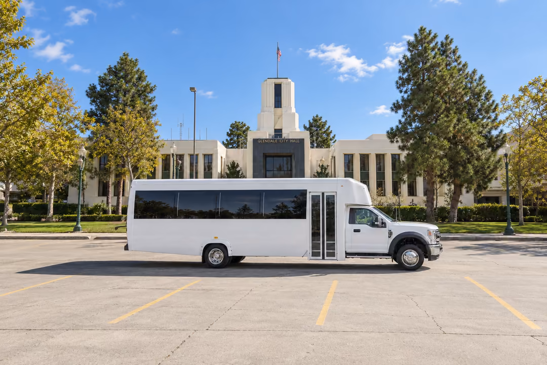 Glendale CA 30 passenger party bus rental exterior