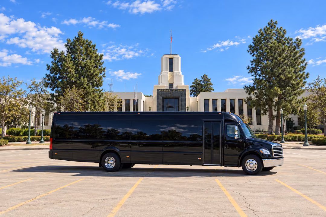 Glendale CA 40 passenger party bus rental exterior