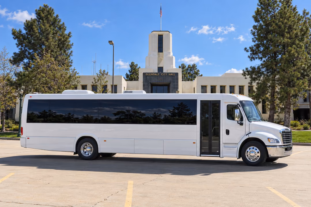 Glendale CA 50 passenger party bus rental exterior