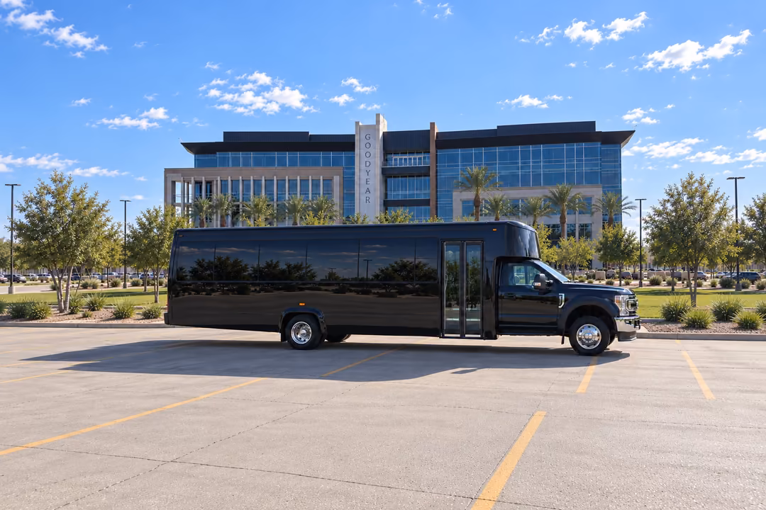 Goodyear 28 passenger party bus rental exterior
