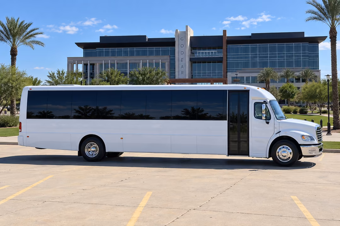 Goodyear 50 passenger party bus rental exterior