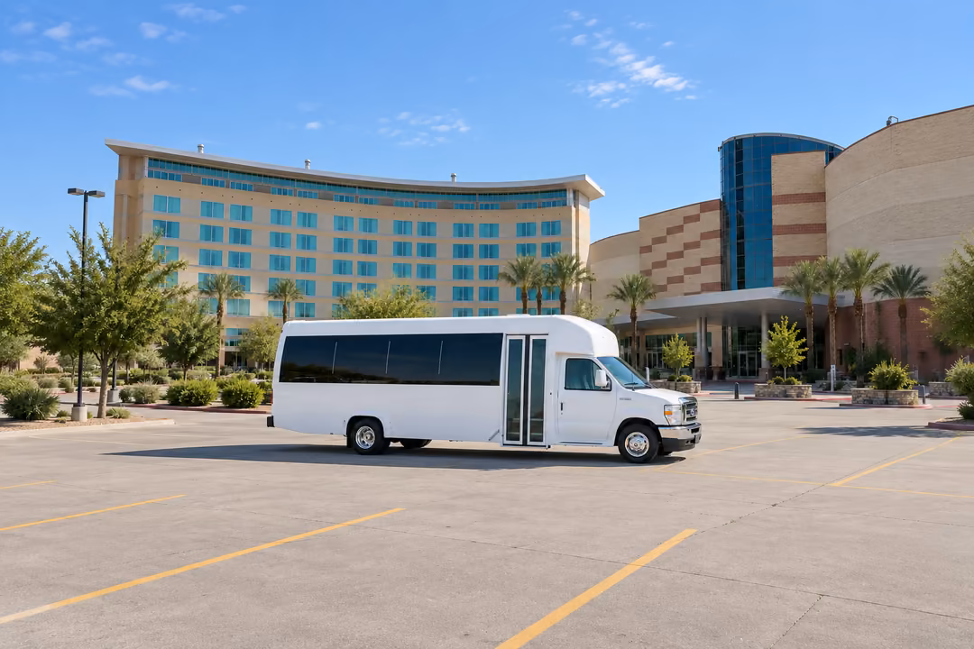 Hanford 15 passenger party bus rental exterior