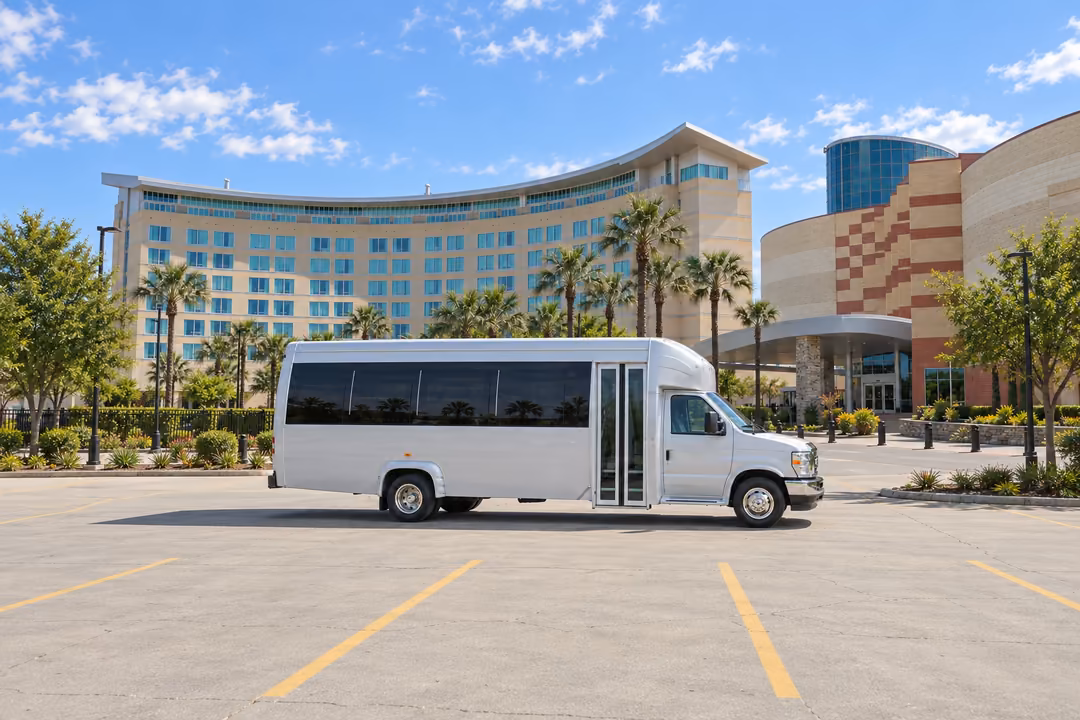 Hanford 18 passenger party bus rental exterior