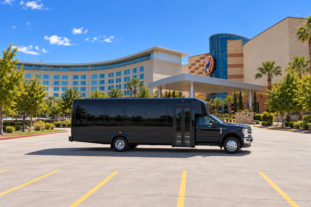 Hanford 28 passenger party bus rental exterior