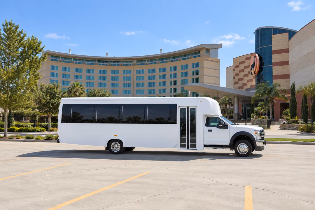 Hanford 30 passenger party bus rental exterior