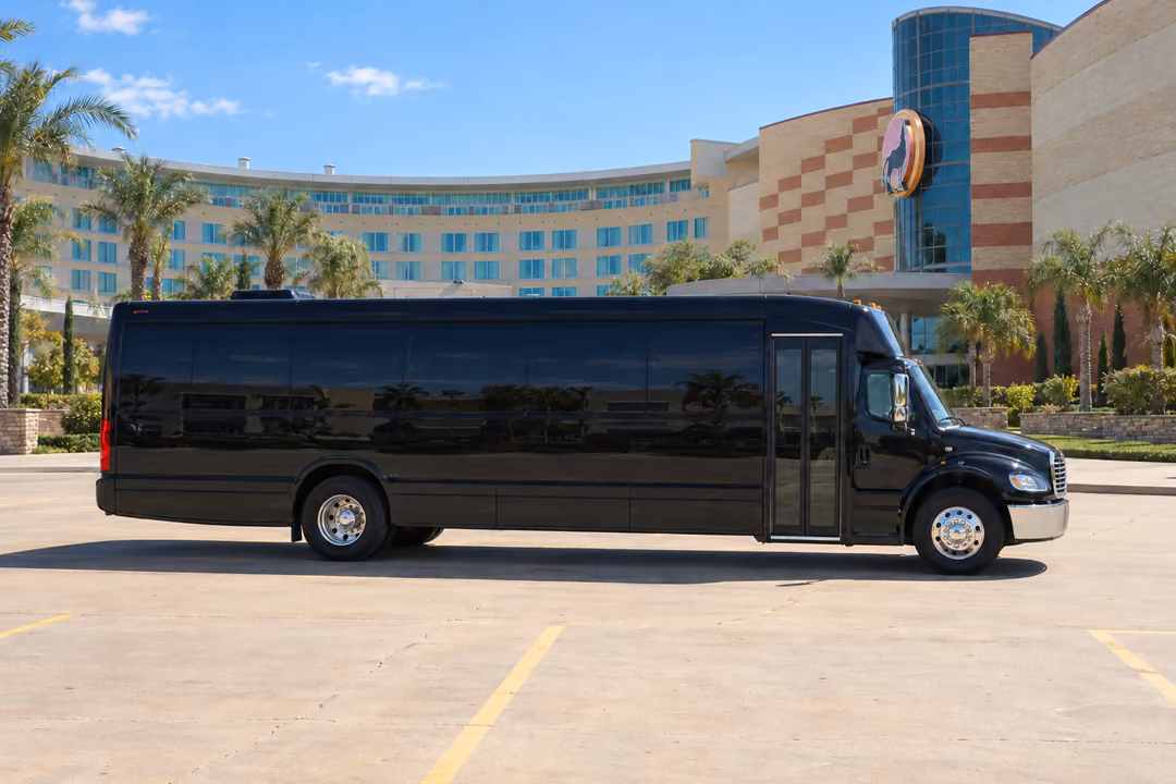 Hanford 40 passenger party bus rental exterior