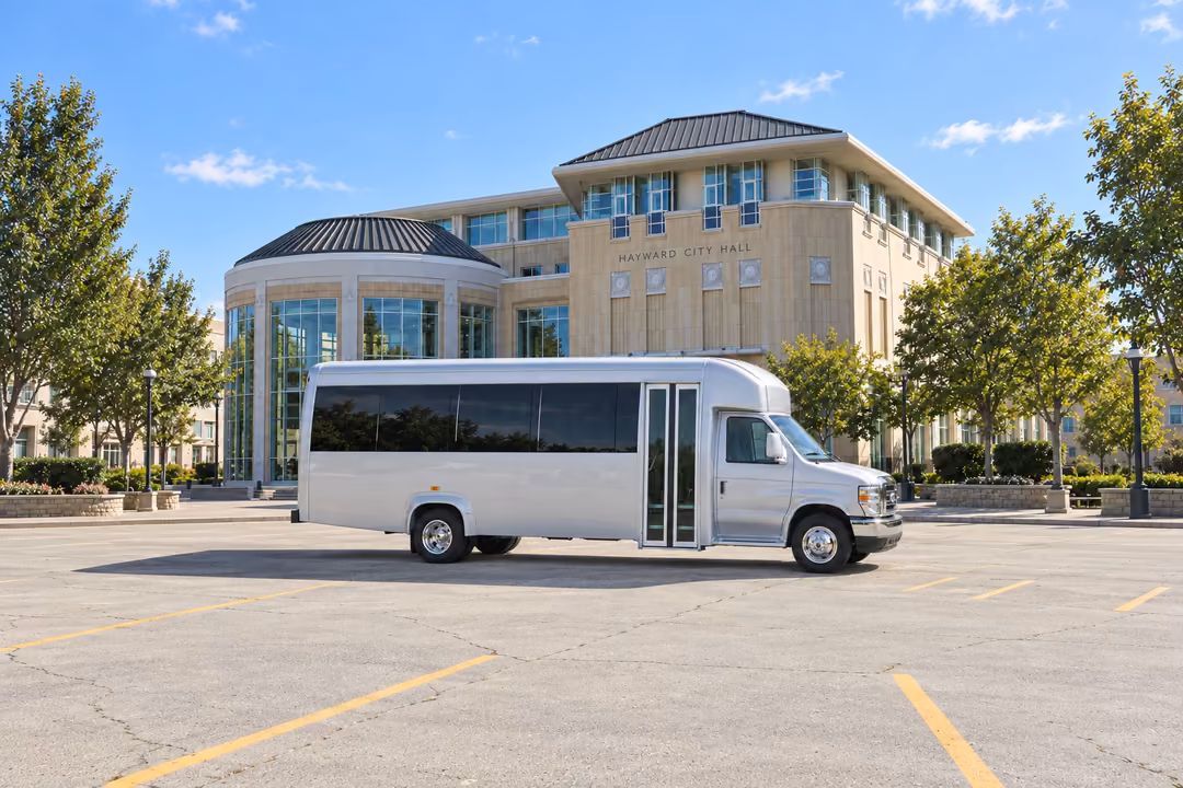 Hayward 18 passenger party bus rental exterior