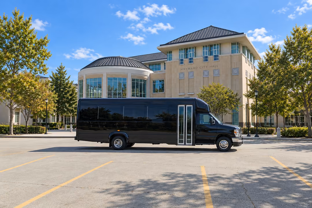 Hayward 20 passenger party bus rental exterior