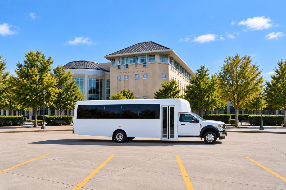 Hayward 25 passenger party bus rental exterior