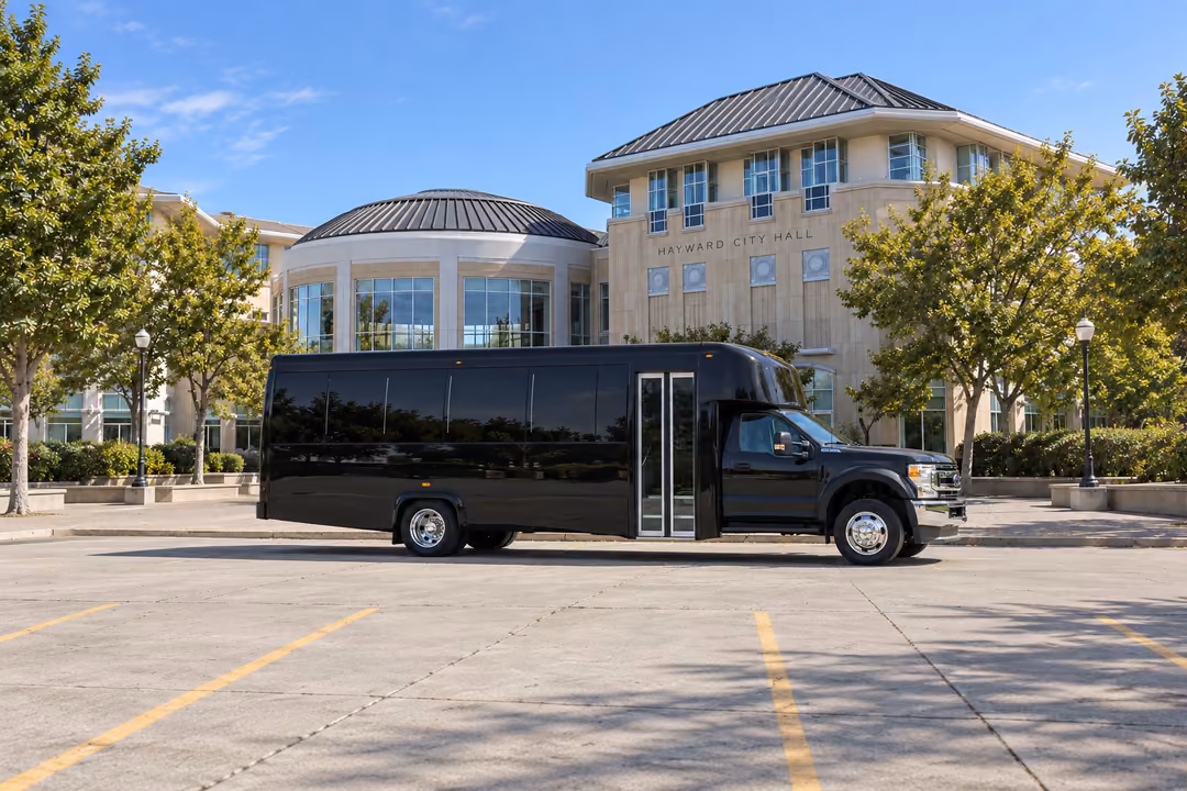 Hayward 28 passenger party bus rental exterior