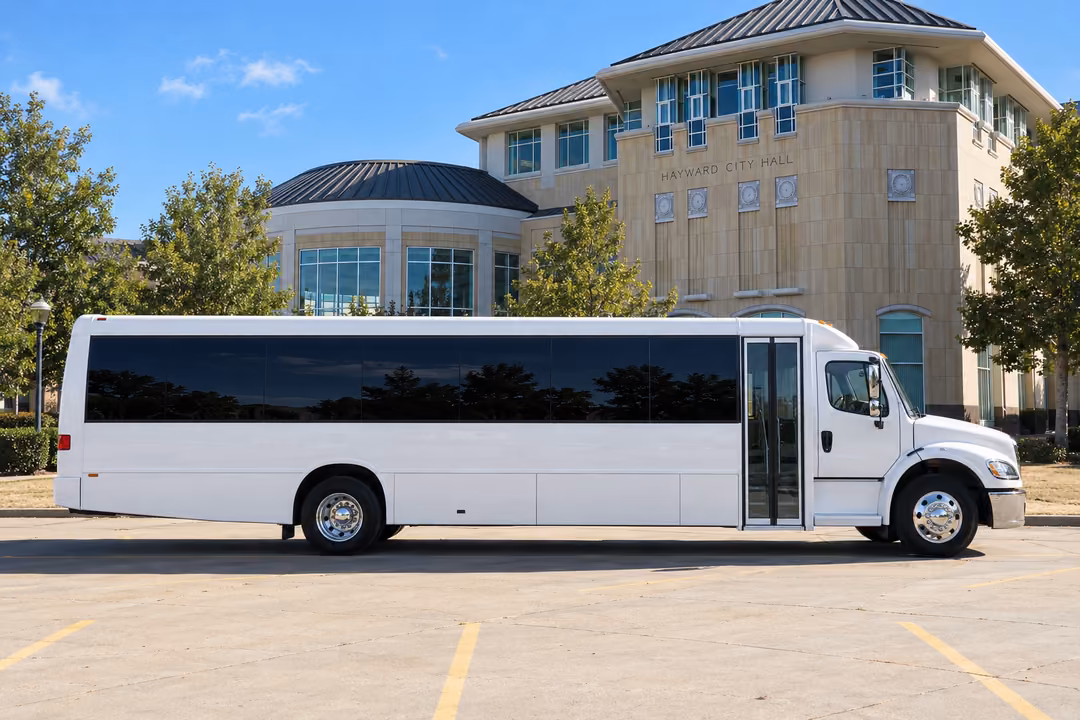 Hayward 50 passenger party bus rental exterior